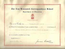 Pauline Alward Correspondence Certificate